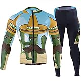 FANTAZIO Kaktus Charakter mit Mexikanischer Mütze aus Jersey, Fahrradbekleidung für Herren, Reitbekleidung mit 3D Gepolsterter Hose - Mehrfarbig - XL, 1, XL