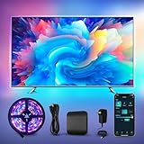 AVATTO TV Hintergrundbeleuchtung HDMI 2.0 Sync Box mit 3.8M RGBIC LED-Streifen für 55-65 Zoll Fernseher Unterstützen Alexa und Google Assistant Sprachsteuerung und Smart Life App Fernbedienung