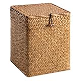 BESPORTBLE Aufbewahrungsbox aus Seegras mit Deckel Kleine Geflochtene Aufbewahrungsbox für Schreibtisch Multifunktionaler Organizer für Make Up und Kleinigkeiten