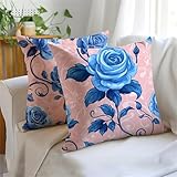 Outdoor Kissen Wetterfest 50x50cm 2er Set, Nelkenpulver Kissenbezug Pfingstrose Samt Outdoor Kissenhillen mit Unsichtbarer Reißverschluss Doppelseitig HD Drucken für Sofa Schlafzimmer Auto Deko JX-90