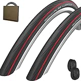 Schwalbe Rennrad Reifen Lugano II HS471 25-622 schwarz/rot + SV Schlauch 42mm (Set 2 Stück)