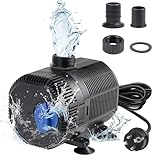 EXLECO Teichpumpe Filterpumpe 3000L/H Wasserpumpe Bachlaufpumpe Springbrunnenpumpe mit Filter 55W Aquariumpumpe Fontänenpumpe Pumpe zum Anschluss an Bachlauffilter 10M Kabel 2 Düse für Garten Teich