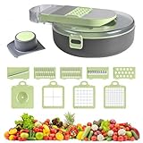 Dokeno Gemüseschneider, Multifunktion Gemüsehobel Gemüseschneider Manuell, Zwiebelschneider Gurkenhobel Küchenhacker Zwiebelhacker, Nicer Dicer für Würfel, Stifte, Scheiben, Streifen & Viertel