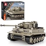 Reobrix 77031 World of Tanks Echte Lizenz Tiger I Panzer Bausteine, 1138 Teile 1:28 Deutsch Militär Panzer Klemmbausteine, WW2 Panzerkampfwagen Modellbausatz, Für World of Tanks-Spielfans über 14+