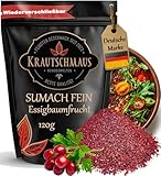 120g Sumach Gewürz ohne Salz von Krautschmaus, zum Würzen und Kochen, 100% Essigbaumfrucht schonend getrocknet, intensiv duftend und aromatisch