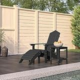 Adirondack Gartenstuhl Fußstütze und Tisch HDPE Anthrazit, Möbel, Stühle, Stühle-3095709