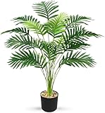 Vmhkjo Kunstpflanzen Groß 82 cm Hoch18 Zweige Grünpflanzen im Topf Künstlicher Palme Pflanze Wie Echt Outdoor Tropical Hawaii Grün Fake Plant für Schlafzimmer Büro Garten Hochzeit Party Deco