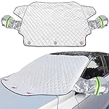 iZoeL Auto Windschutzscheibenabdeckung Frontscheibenabdeckung mit Magnet schutzt Seitenspiegel, Magnetische Auto Scheibenabdeckung Winter Frostschutz Eisschutzfolie (196CM*126CM für SUV PKW)