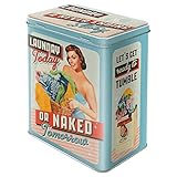 Nostalgic-Art Retro Vorratsdose L, 3 l, Laundry Today or Naked Tomorrow – Geschenk-Idee für Nostalgie-Fans, Große Dose aus Blech, Vintage-Design