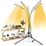 Pflanzenlampe Wachstumslampe 5 Köpfe Vollspektrum LED Pflanzenlicht Anbaulampe, Anbauleuchten für Indoor Pflanzen mit 4 8 12H Timer, 3 Modi, Dimmbare Helligkeit, Fernbedienung und Auto ON/Off