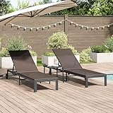 Sonnenliegen 2 Stück mit Rädern und Tisch Braun Poly Rattan, Gartenliegestuhl Strandliege Relaxliege für Strand Garten Terrasse Camping42004130