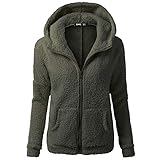 Generisch Damen Fleece Jacke Plüschjacke Elegant Teddyfleece Lässige Mode Sweatshirt Übergang Warm Softshelljacke Mit Kapuze Einfarbig Kapuzenpullover Plüsch Wintermantel Oversized Fit Hoodie