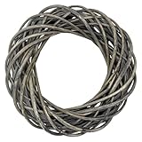 Deko Weidenkranz grau - 30 cm - Rattankranz zum Dekorieren - Weide Türkranz Tischkranz Adventskranz Dekokranz Holzkranz Rattan Kranz aus Holz geflochten zum Dekorieren