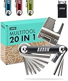 AARON Tool 20 in 1 Multitool - Fahrrad Multifunktionswerkzeug aus rostfreiem Stahl/Aluminium - faltbares Mini Fahrradwerkzeug mit vielen Funktionen - praktisches Bike Tool in Schwarz