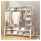 SCWZZWSY Bodenstehender Kleiderständer, freistehender Kleiderbügel, Kleiderstange, tragbarer Wäscheständer, kommerzieller Kleiderständer/Schwarz/130 cm (weiß 150 cm)