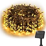 Etopgo Solar Lichterkette Aussen 12M 120LED Lichterkette Außen Solar Warmweiß IP65 Wasserdicht 8 Modi Solarlichterkette Außen Wetterfest für Garten, Balkon, Terrasse, Hof Innen/Außen Dekorationen