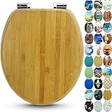 SANFINO® Bambus WC Sitz mit Absenkautomatik, edle Holz-Optik und hochwertige Qualität, hoher Sitzkomfort aus nachhaltigem Echtholz, einfache Montage inkl. Montageanleitung – 'Dark Brown'