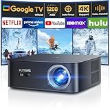 Beamer 4K【1200 ANSI/Google TV】Netflix Official, Autofokus Trapezkorrektur Smart Beamer WiFi6 Bluetooth, Sprachsteuerung LED Beamer Deckenmontage 1080P Full HD 300' für Heimkino/Outdoor Handy Projektor