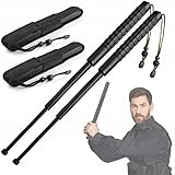 Rosfix Teleskopschlagstock 555 mm – 2er Set mit Gürteletui | Schwarz Chrombeschichtet | Rutschfester Griff | Kompakt & Faltbar | Selbstverteidigung & Training