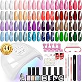 Phoenixy Shellack Set Starterset mit Lampe 48W, 24+4 Stk. U V Nagellack Set Gelnägel Starterset Geschenk Für Frauen