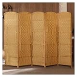 Rattan-Raumteiler, faltbar, Innen-Trennwände, Wandteiler, Gelb, 3-teiliges Set, freistehend, aufklappbar, Raumtrenner, leicht zu bewegen, 80 x 40 cm