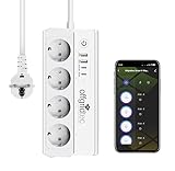 Offgridtec Smart WiFi Steckdosenleiste mit 4 Steckdosen + 2 USB-A & 2 USB-C, App-gesteuert über Smart Life/Tuya, Echtzeit-Energieüberwachung, Alexa/Google kompatibel, 16A/3680W, 1,5 m Kabel, 1 Stück
