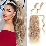 Ponytail Extension Blond Lange Zopf Extension Pferdeschwanz Haarteil Haarverlängerung zopf Natürliches Bräune Locken Synthetisch wie Echthaar für Damen Tägliche Anwendung 50cm 16T163 052C