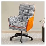 Moderner Bürodrehstuhl mit Stoffpolsterung und hoher Rückenlehne, stilvoller Sessel auf Rollen, für Home Office oder Wohnzimmer (Orange)