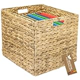 HMF Aufbewahrungskorb passend für Kallax für DIN A4 Hängeregister, Korb geflochten aus Wasserhyazinthe | 33 x 38 x 32 cm