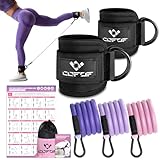 COFOF Knöchelwiderstandsbänder 5 Stück - Frauen Widerstandsbänder Set mit Knöchelriemen für Kickbacks, Bein-Glute-Übungsgeräte, Fußschlaufen Kabelzug für Training mit Trainingsposter