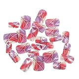 Mobestech 24 Stück Teiliges Nagel Kurze Quadratische Künstliche Nägel mit Violettem Farbverlauf und Silbernen Linien Design Glänzende Wiederverwendbare Full cover Fake Nails für Damen und