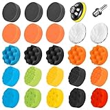 SPTA Polierschwamm, 25tlg 80mm Polierschwämme Polierpad Polieren Pad Schwamm Set mit Polierpad Polierpad Set und Polierfell Polierset Polierteller Kit für Bohrmaschine, Für Poliermaschine