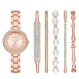 Skechers Geschenkset mit Quarz-Armbanduhr für Damen, roségold, Modern