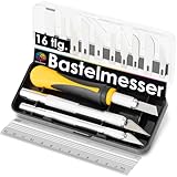 OfficeTree 3X Bastelmesser Skalpell Set 16 TLG. Bastel Zubehör mit 3 verschiedenen Messern und 13 Ersatzklingen - Cuttermesser Basteln als Bastelwerkzeug