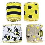 TOVINANNA 4 Rollen Bienenband Hochzeit Kränze Bänder Strauß Sackleinen seidenband ribbon stoffband weihnachten geschenkeband bandalette DIY Schleifenband DIY-Bastelband Bogenband Polyester