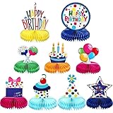 Satiskid 9 Stück Bienenwabe Mittelstücke für Geburtstagsparty, 3D Tischdekoration Geburtstag Honeycomb Dekorationen Geburtstag Party Tischaufsätze für Waben-Tischdekoration Party Zubehör Tischdekor