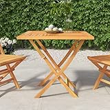 WKIEQACO Gartentisch klappbar 85x85x76cm massiv Teakholz Outdoor Tische