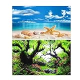 JTKSSCS Aquarium Rückwandfolie Aquarium Hintergrund Dekoration Aufkleber Aquarium Landschaft Aufkleber Poster Hintergrund for Aquarium Ozean Pflanze Aquascape Malerei(Background F,40x60cm)