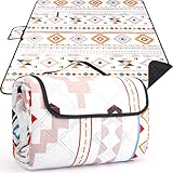 Picknickdecke Wasserdicht Boho 200x200cm,XXL Outdoor Picknick Decke Picknickdecken Groß Stranddecke mit Baumwolle, Sandfrei Waschbar Strandmatte Campingdecke,Faltbare Wanderdecke für Picknick, Strand
