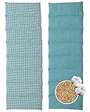 HERBALIND 8-Kammer Wärmekissen Körnerkissen Schulter Nacken 60x20 cm in Karo/petrol - 100% Baumwolle - Getreidekissen mit Bio Roggen- und Weizen Füllung für Mikrowelle - Geschenk für Männer