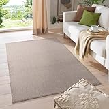 HomebyHome Kurzflor Teppich Wohnzimmer 120 x 170 cm Beige - Modern Gabbeh-Look Teppich Extra Weich, Pflegeleicht und Langlebig - Ideal für Schlafzimmer, Küche und Esszimmer