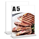 NCOALE 2 Stück Aufsteller A5, Doppelseitiger Tischaufsteller T Form Tischständer Preisschilder Aufsteller Acryl Display Ständer Tischnummern Hochzeit Flyerständer (21 x 14,8cm)
