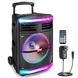 Pyle Partybox - Bluetooth Lautsprecher Groß, PA Anlage, Musikbox, Karaoke Box, 600W, 10' Subwoofer, Tragbare Musikboxen mit wiederaufladbaren Akku, Bluetooth Box mit Party Lichtern, MP3/USB SD-Leser