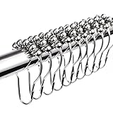 LIHAO 12x Duschringe Duschvorhangringe Edelstahl Aufhängeringe mit Gleitsystem, 12 Einzelhaken, 69x39mm