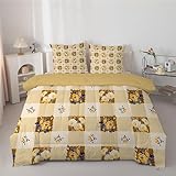 dyausi Blumen Bettdecke 200x220 4 Jahreszeiten - Wende Vintage Tartan Kariert Bettdecken Ohne Bezug, Waschbar Weiche Ganzjahresdecke Steppdecke mit 2 Kissenbezug, Gelb H172