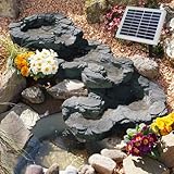 Solar GARTENBRUNNEN Bachlauf QUELLBACH II mit LED-Licht/Hybrid-System, 230V ZIERBRUNNEN VOGELBAD Wasserfall GARTENLEUCHTE TEICHPUMPE - SPRINGBRUNNEN WASSERSPIEL für Garten, Gartenteich, Teich