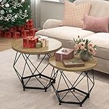 Matoresu Couchtisch Rund 2er Set, Wohnzimmertisch Klein, Beistelltisch, Nachttisch, Sofatisch, Satztische for Wohnzimmer, Schlafzimmer, Balkon, Büro