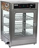SARO Heiße Theke – 43 L – Mit 3 verchromten Rosten – B 350 x T 350 x H 520 mm - Innenbeleuchtung – Manuelle Temperaturregelung – Edelstahlgehäuse – 30–85 °C – Modell FIONA