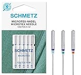 SCHMETZ Nähmaschinennadeln im Set | 5 Microtex-Nadeln | 130/705 H-M | Nadeldicken: 2x 60/8, 2x 70/10 und 1x 80/12 | auf allen gängigen Haushaltsnähmaschinen einsetzbar