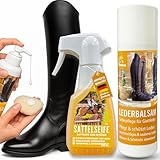 EMMA Lederfett farblos + Sattelseife I Sattelfett für Glattleder l Pflegemittel Lederbalsam I Lederreiniger I Sattelpflege Schuhpflege I Lederpflege Sofa Reinigung Auto Pflege Sattel Schuhe 200ml
